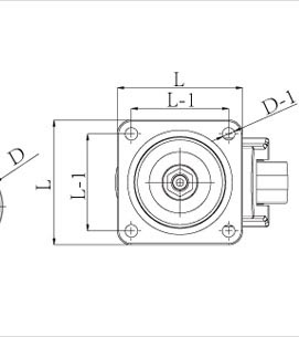 水平調(diào)節(jié)支撐腳輪頂視圖 水平調(diào)節(jié)支撐腳輪頂視圖